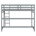 Twin Size High Loft Bed With Inclined Ladder, Guardrails,Grey Twin Grey American Design Pine