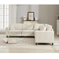 Packaging Upgrade Oversized Modular Sectional Sofa Set, L Shaped Couch,Corduroy ,Upholstered,Deep Seat,5 Seat,5 Throw Pillow And 6 Back Cushion,Living Room, Apartment ,Beige Beige Polyester Wood