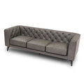 92.52 Inch Genuine Leather Couch 3 Seater Sofa With Tufted Back,Grain Leather Couch With Feather,Down Topper On Seating Surfaces Sofa For Living Room, Comfy Sofa Couch With Extra Deep Seats,Graphite Natural Graphite Genuine Leather 3 Seat