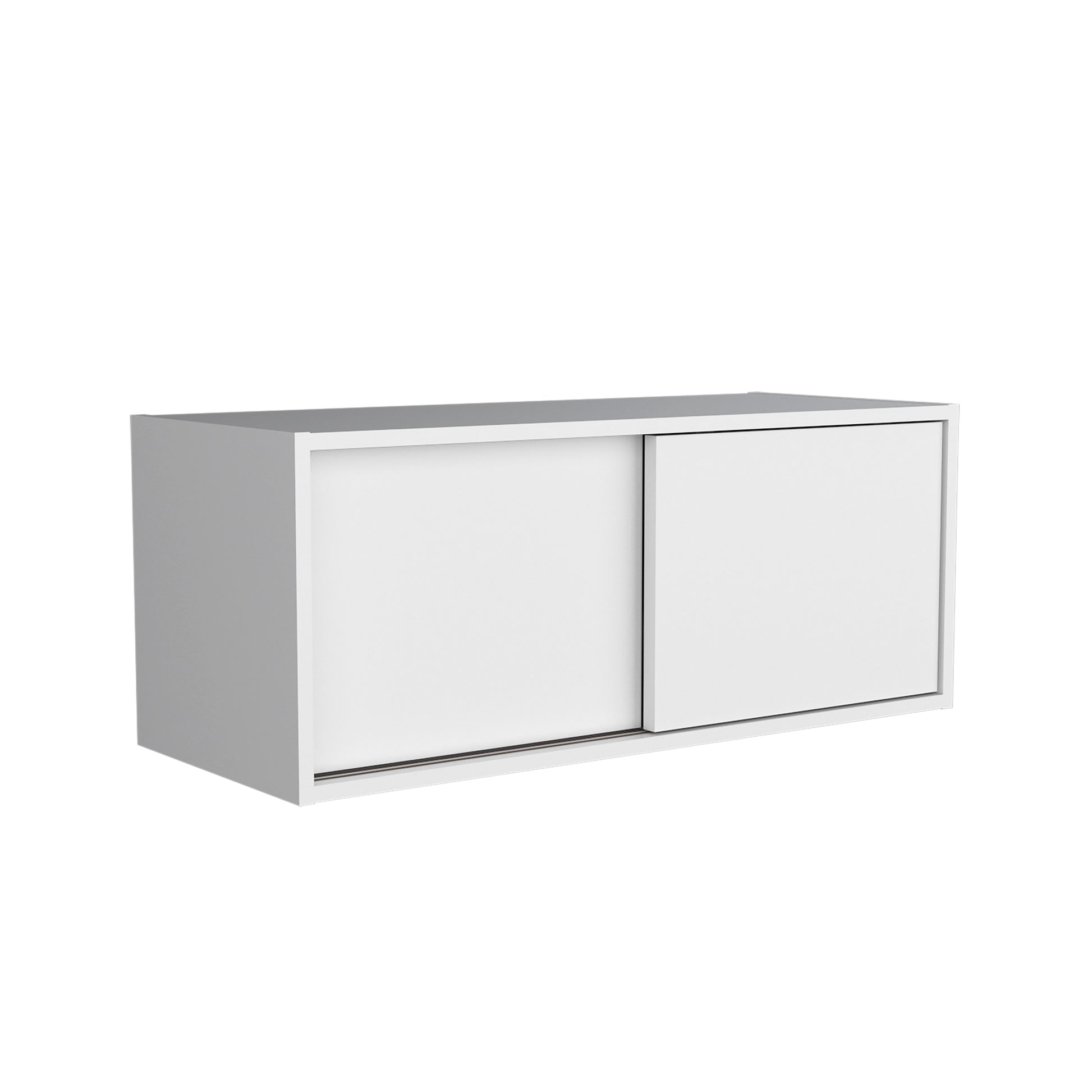 Note 32"W X 13" H Wall Cabinet With Sliding Doorswall Shelf, Storage Cabinet, Bedroom, Office, Living Room, Garage White Office Shelves Included Modern Particle Board