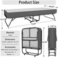Deluxe Diplomat Folding Bed Twin Size With Luxurious Memory Foam Mattress And A Super Strong Sturdy Frame White Black Metal