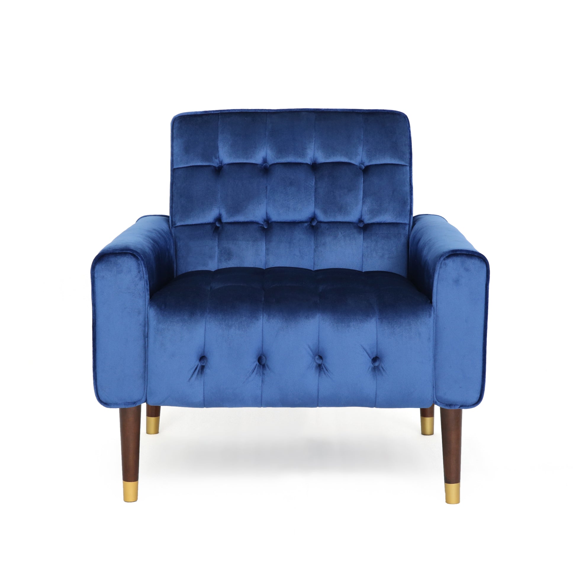 Mirod Comfy Arm Chair With Tufted Backmodern For Living Room, Bedroom And Study Blue Velvet