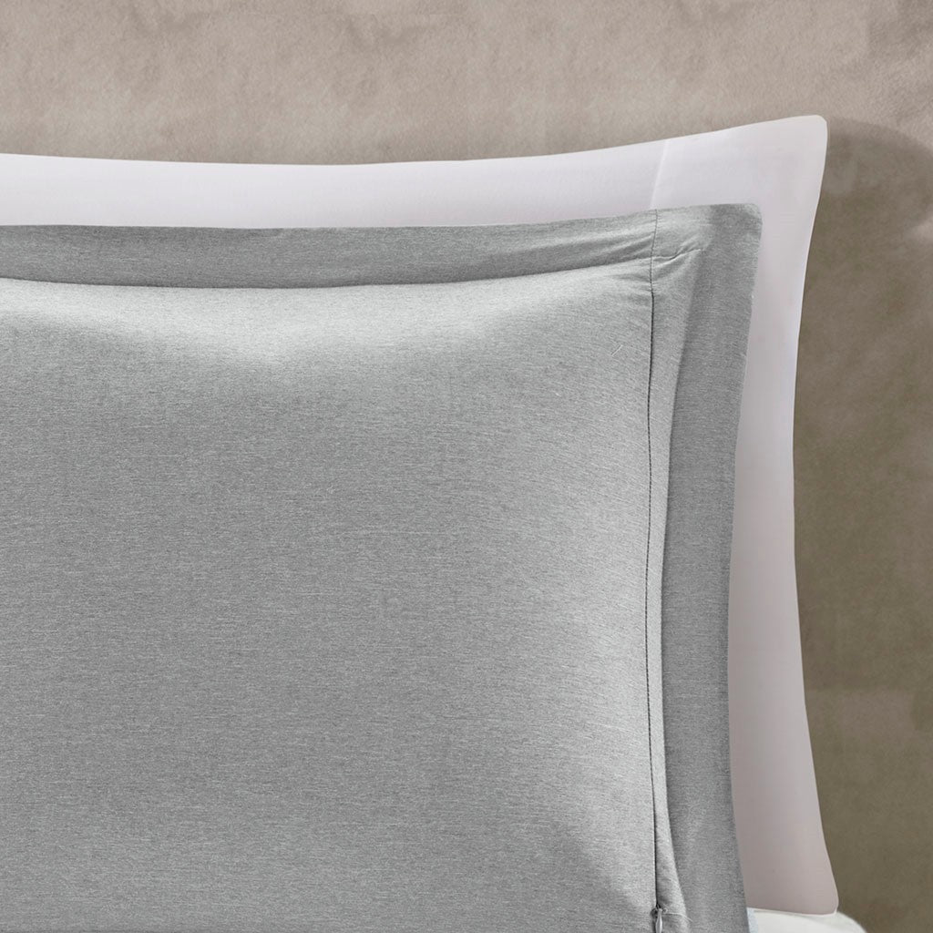 Reversible Yarn Dyed Stripe Down Alternative Comforter Set Queen White Gray Microfiber