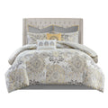 8 Piece Cotton Floral Printed Reversible Comforter Set Yellow Queen Queen Yellow Cotton