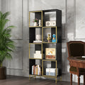 4 Tier Storage Shelves, Bookcase Display Storage Shelf Corner Shelf For Small Space, Living Room Black Gold Primary Living Space Metal,Particle Board