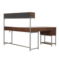 Techni Mobili L Shape Desk With Hutch And Storage, Walnut Walnut Computer Desk Office Modern L Shape Engineered Wood