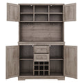 Coffee Bar Cabinet Kitchen Cabinet With Storage, Farmhouse Wine Cabinet With Drawers Shelves And Cabinets, Buffet Cabinet Wine & Glass Racks For Dining Room, Kitchen, Oak Brown Oak Particle Board Mdf