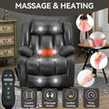 Dual Motor Infinite Position Up To 350 Lbs Electric Medium Size Grey Power Lift Recliner Chair With 8 Point Vibration Massage And Lumbar Heating White Metal Primary Living Space Heavy Duty Pine Antique Gray Faux Leather Power Remote Medium Firm Pillow