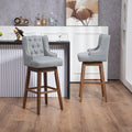 Coolmore Bar Stools Set Of 2 Counter Height Chairs With Footrest For Kitchen, Dining Room And 360 Degree Solid Wood Legs Swivel Bar Stools Set Of 2 Gary Linen Gray Foam Linen