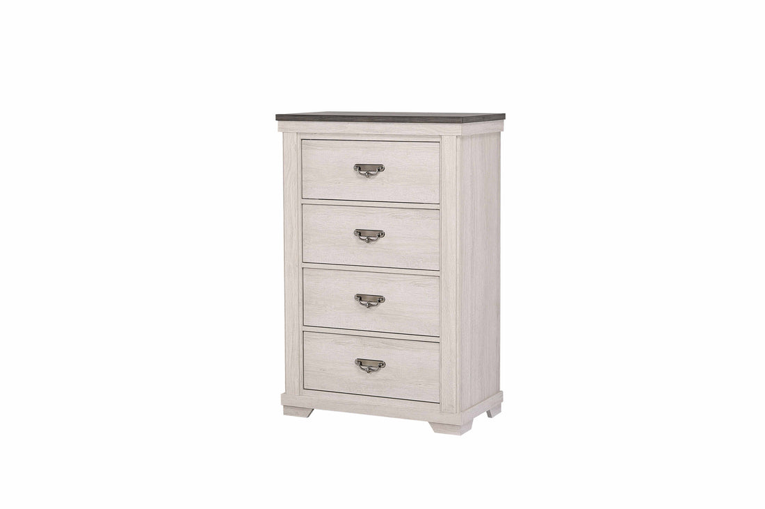 1Pc Farmhouse Style Four Drawer Chest Beige Finish Rustic Bedroom Solid Wood Wooden Furniture Beige Gray White 4 Drawers Bedroom Drawer Storage Contemporary,Farmhouse,Rustic Easy Assembly Wood