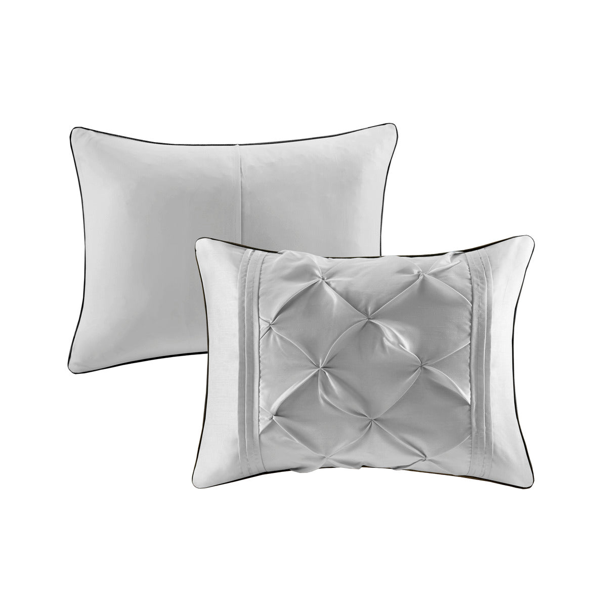 7 Piece Tufted Comforter Set Grey King King Grey Polyester