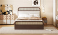 Queen Size Wooden Platform Bed With Trundle And 2 Drawers,Espresso Queen Espresso Solid Wood Mdf