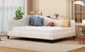 Full Size L Shaped Linen Daybed, With Solid Wood Legs, Beige Old Sku: Sf000146Aaa Full Beige Linen Mdf