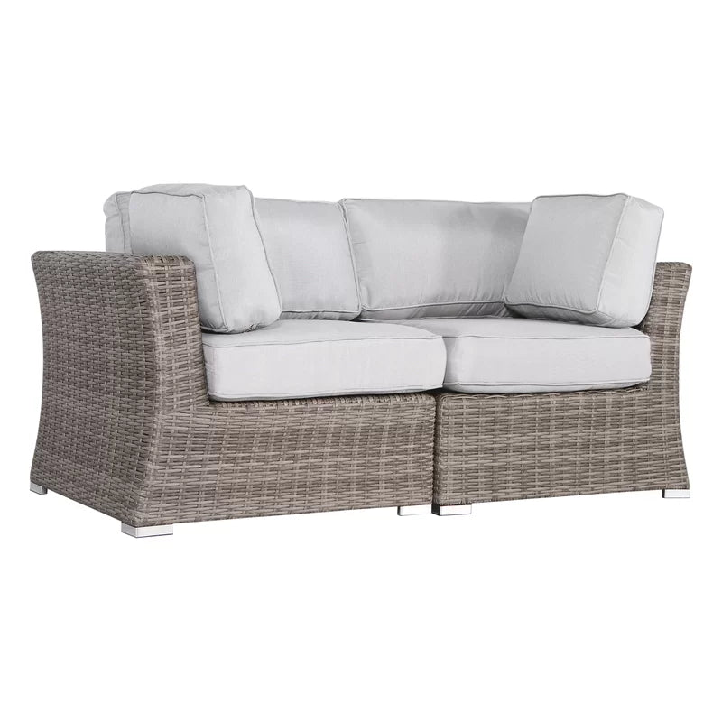 Fully Assembled 66" Outdoor Wicker Loveseat With Cushions Gray,Grey Mix Wicker