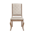 Set Of 2 Cream Fabric Upholstered Dining Chairs, Barley Brown Solid Cream Brown Dining Room Rectangular Dining Chairs Tufted Back Set Of 2 Fabric,Mdf