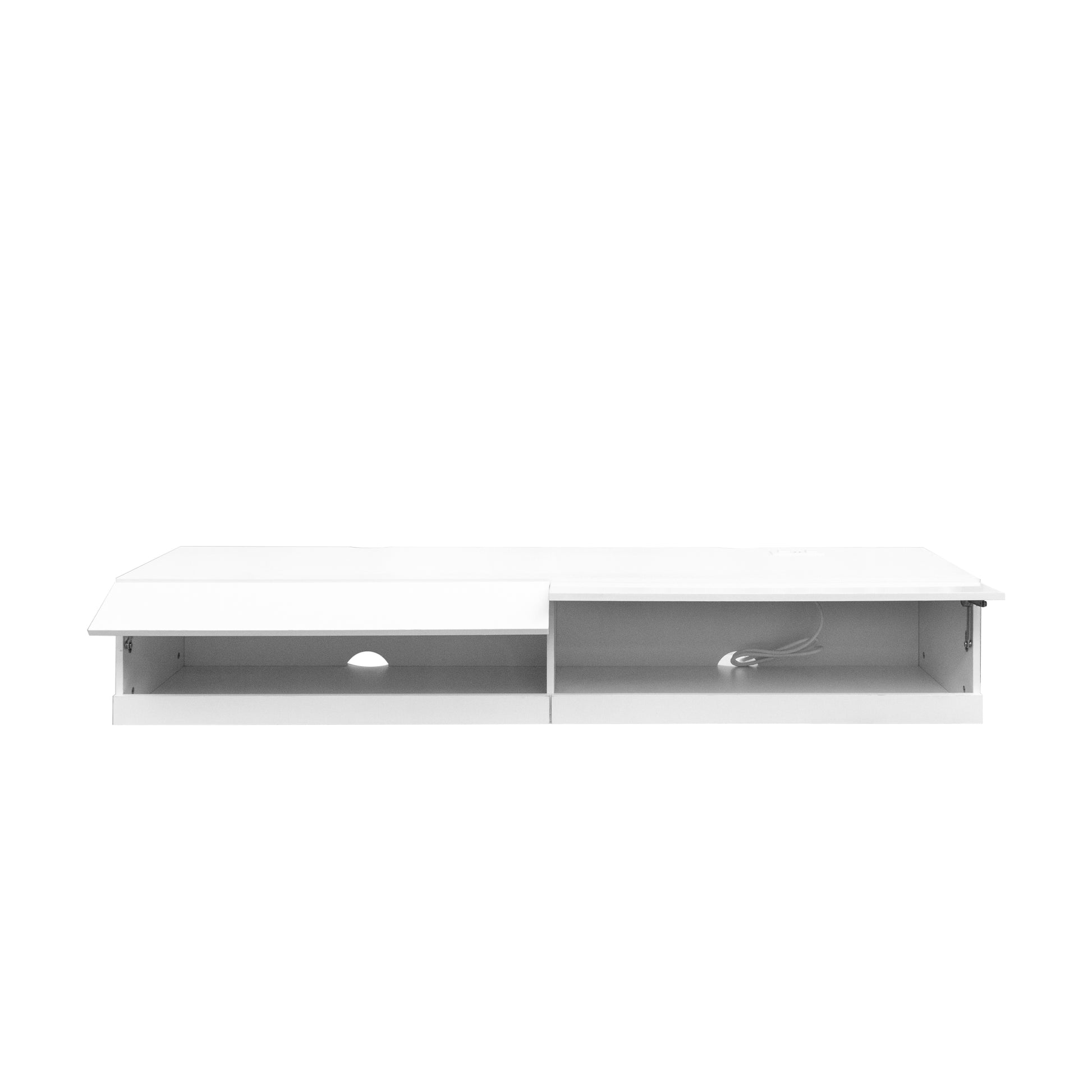 180 Wall Mounted Floating 80" Tv Stand With 20 Color Leds And Charging Station White 70 79 Inches Mdf