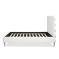 Stockholm Modern Wavy Headboard Platform Bed, Queen, Antique White Polyester Box Spring Not Required Queen Antique White Wood Foam Polyester Polyester