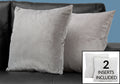 Pillows, Set Of 2, 18 X 18 Square, Insert Included, Decorative Throw, Accent, Sofa, Couch, Bedroom, Grey Hypoallergenic Polyester, Modern Silver Polyester Polyester