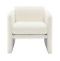 Arm Chair With Waved Arms, Metal Decoration On Both Side Arms, Accent Chair For Primary Living Space, Living Room, Bedroom,Teddy Fabric, White White Primary Living Space Modern Foam Plywood