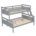 Twin Over Full Bunk Bed With Ladder, Safety Guardrail, Perfect For Bedroom, Gray Box Spring Not Required Twin Gray Wood Bedroom Bunk Pine