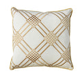 Contemporary Style Set Of 2 Throw Pillows With Diamond Patterns, Ivory, Yellow Ivory Polyester