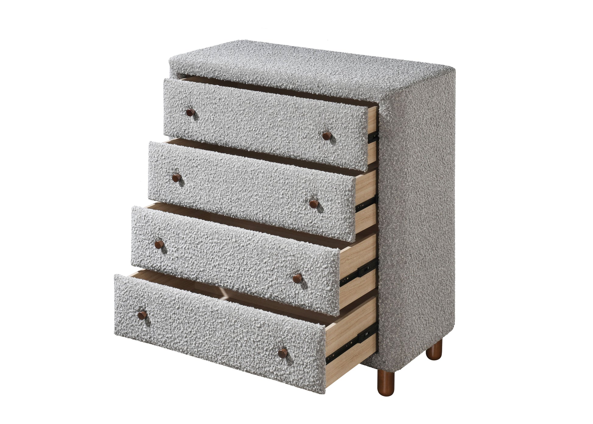 Grey 4 Drawer Upholstered Chest Grey Bedroom Wood Fabric