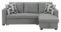 Pensole Gray Reversible Pop Up Sleeper Sectional Gray Foam Engineered Wood 3 Seat