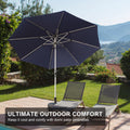 9Ft Patio Umbrella, Outdoor Table Umbrella With Push Button Tilt And Crank, Uv Protection Waterproof Market Sun Umbrella With 8 Sturdy Ribs For Garden, Deck, Backyard, Pool Navy Blue Navy Blue Round Uv Resistant Umbrellas Aluminium