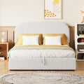 Teddy Fleece Full Size Upholstered Platform Bed With Hydraulic Storage System, White Full White Teddy