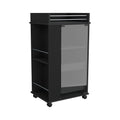 Baltimore Bar Cart With Casters, Glass Door And 2 Side Shelf Black Primary Living Space Modern Particle Board Shelves Included Engineered Wood