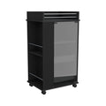 Baltimore Bar Cart With Casters, Glass Door And 2 Side Shelf Black Primary Living Space Modern Rectangular Particle Board Engineered Wood Medium 40 55In