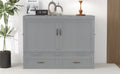 Queen Size Murphy Bed With Usb Ports, Large Drawers And Metal Handles,Gray Queen Gray Solid Wood Mdf