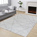 Loft Shag Gc Czy1004 Ivory 7 Ft. 10 In. X 9 Ft. 10 In. Shaggy Area Rug Grey Polyester