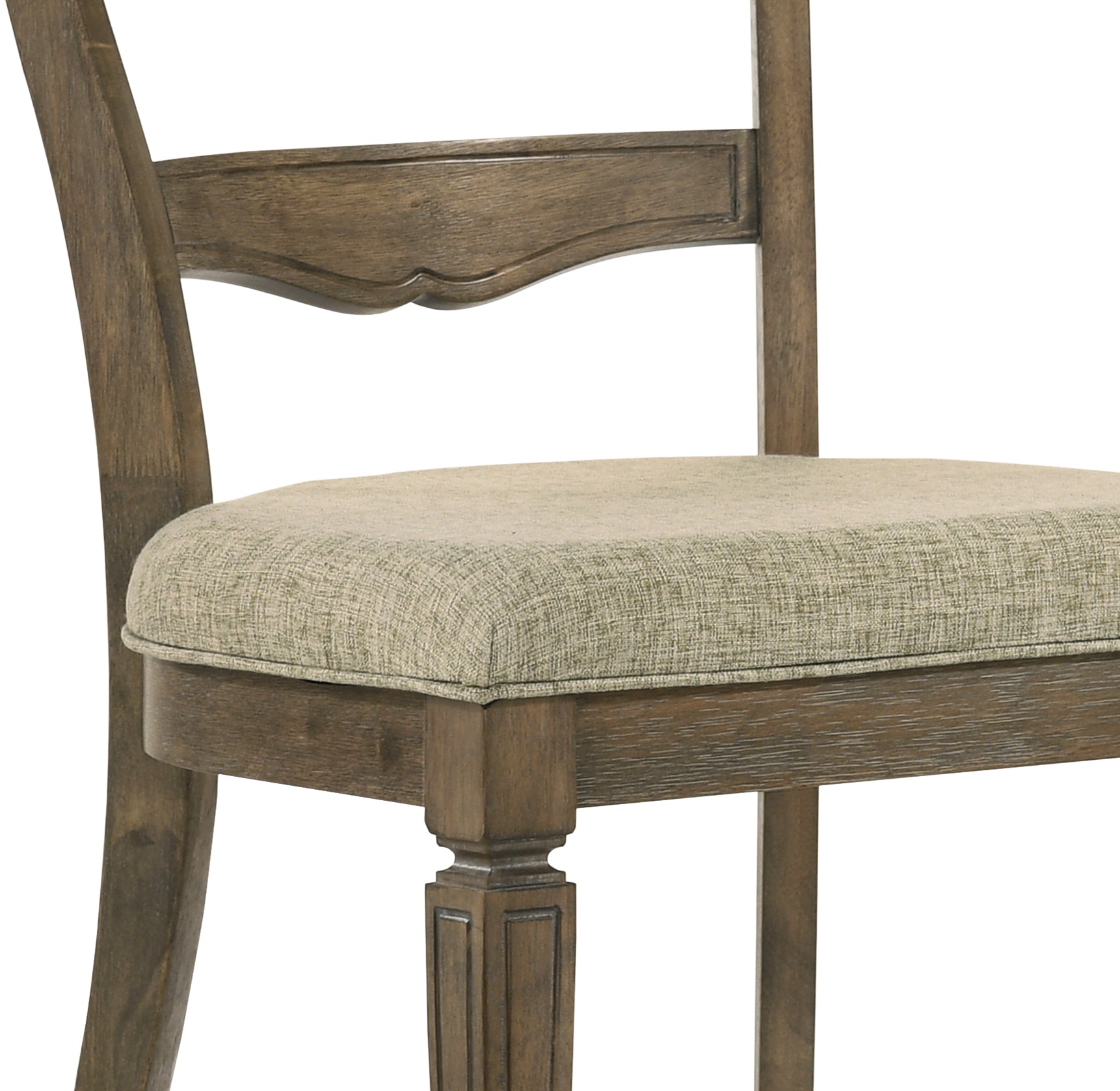 Parfield Light Brown Fabric & Weathered Oak Finish Side Chair Set Of 2 Light Brown,Oak Fabric,Synthetic Wood
