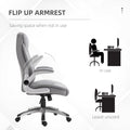 Vinsetto High Back 360 Swivel Ergonomic Home Office Chair With Flip Up Arms, Faux Leather Computer Desk Rocking Chair, Grey Grey Pu Leather