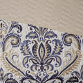 6 Piece Reversible Quilt Set With Throw Pillows Navy Tan King Cal King King Navy Cotton