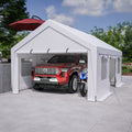 13X20 Heavy Duty Steel Carport Storage Canopy Garage Tent W Removable Sidewalls White Metal