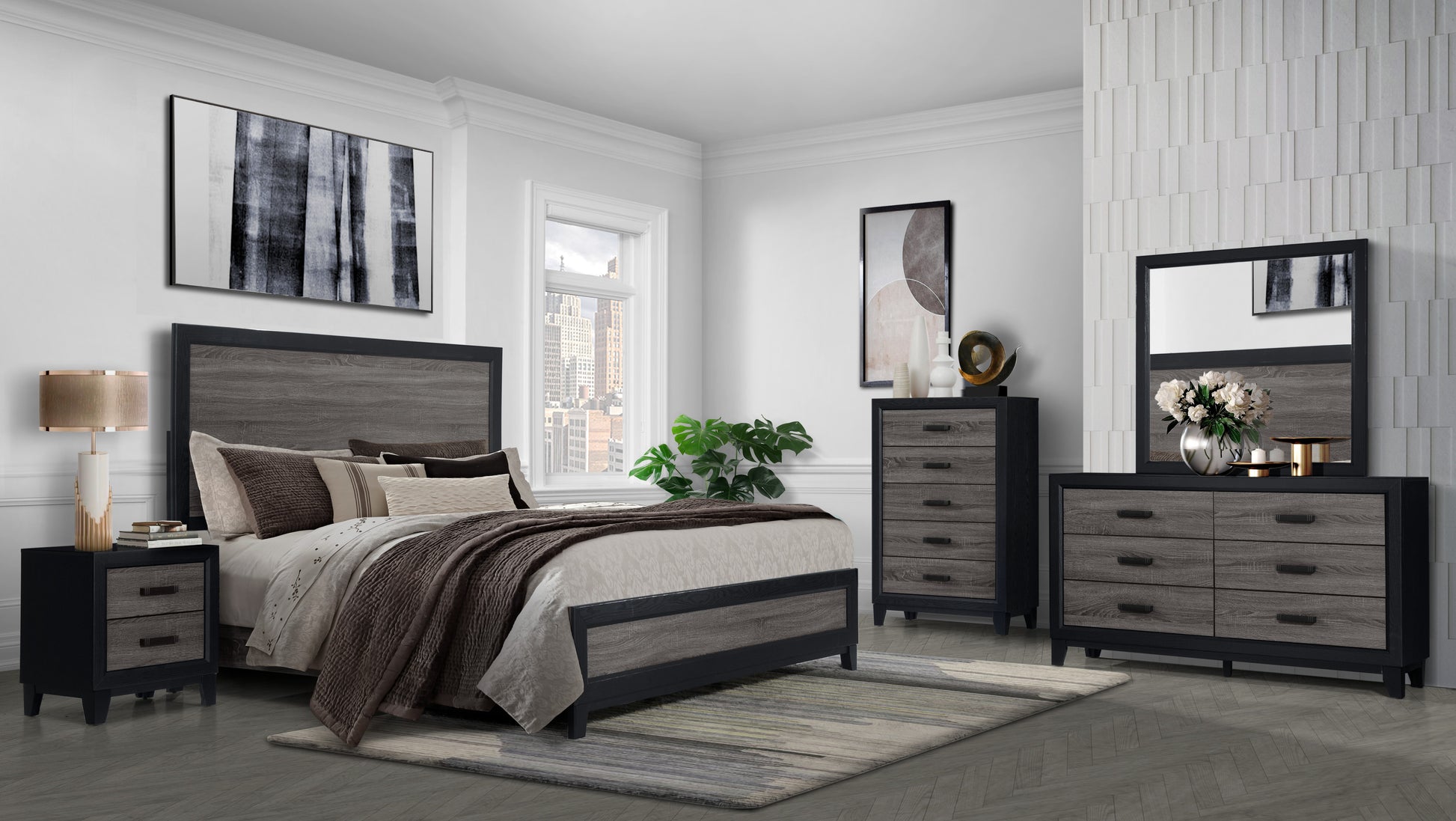 Soluto Grey And Black Dresser Black Gray Solid Wood Mdf
