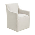 Skirted Dining Arm Chair With Casters Cream Wood