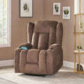 Massage Recliner Brown Fabric