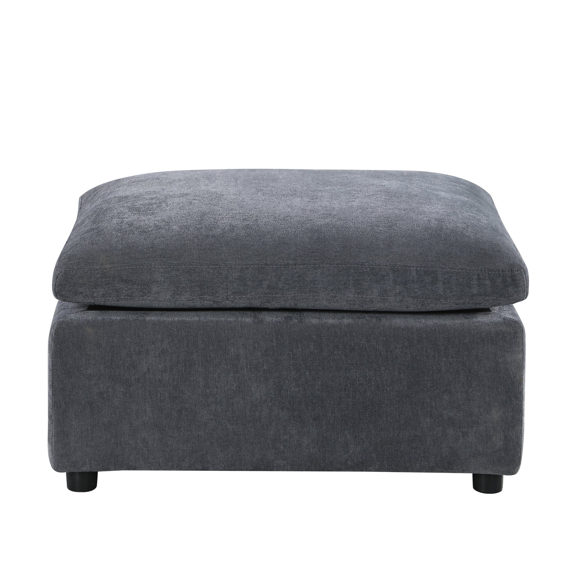 Modern Upholstered Square Modular Ottoman For Sectional Sofa,Sectional Sofa Couch, Chenille Grey Grey Fabric 1 Seat