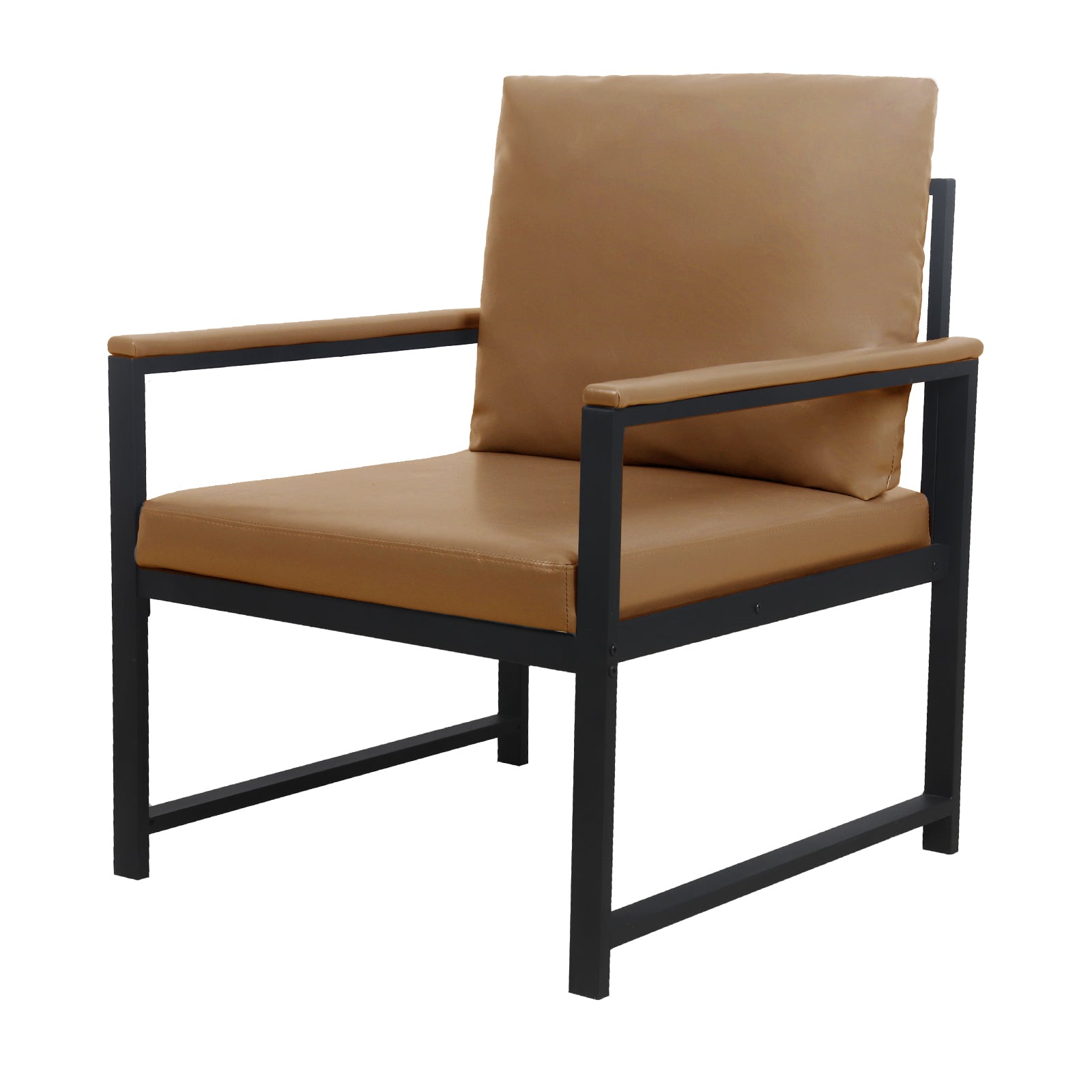 Lounge, Living Room, Office Or The Reception Area Leathaire Accent Arm Chair With Extra Thick Padded Backrest And Seat Cushion Sofa Chairs,Non Slip Adsorption Feet,Sturdy Metal Frame,Light Tan Camel Tech Cloth