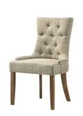 Yotam Beige Fabric & Salvaged Oak Finish Side Chair Set Of 2 Beige,Oak Fabric,Synthetic Wood