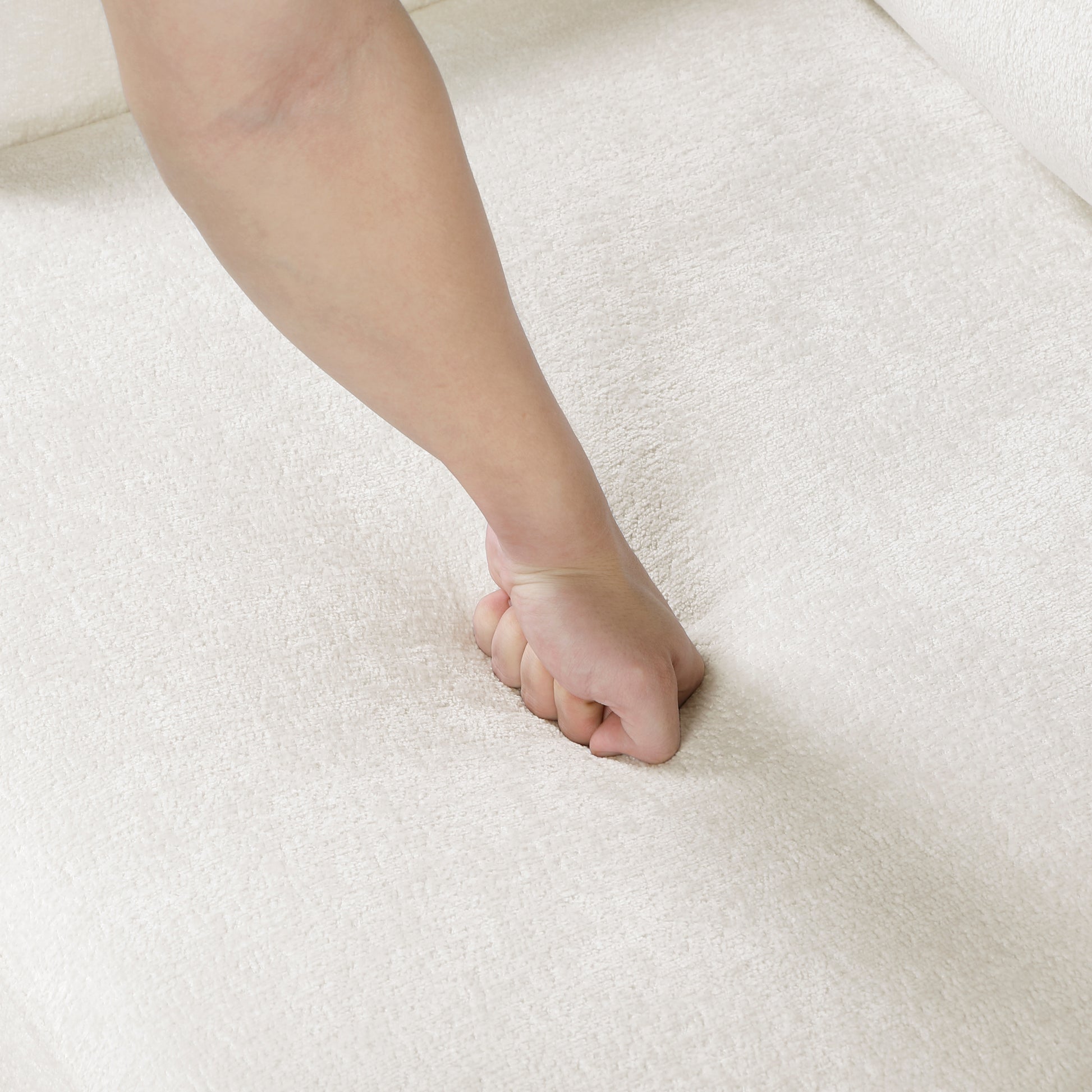 Modern Home Accent Chair Cushion Seat Back Cream Chenille Fabric Upholstery Solid Wood Furniture 1Pc Cream Color Primary Living Space Contemporary,Modern Plywood,Solid Wood