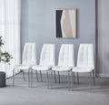 Modern Lattice Designdining Chair With Silver Metal Legs Set Of 4 Silver White Metal
