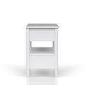 Open Nightstand White Finish With 2 Drawers White Solid Wood Mdf