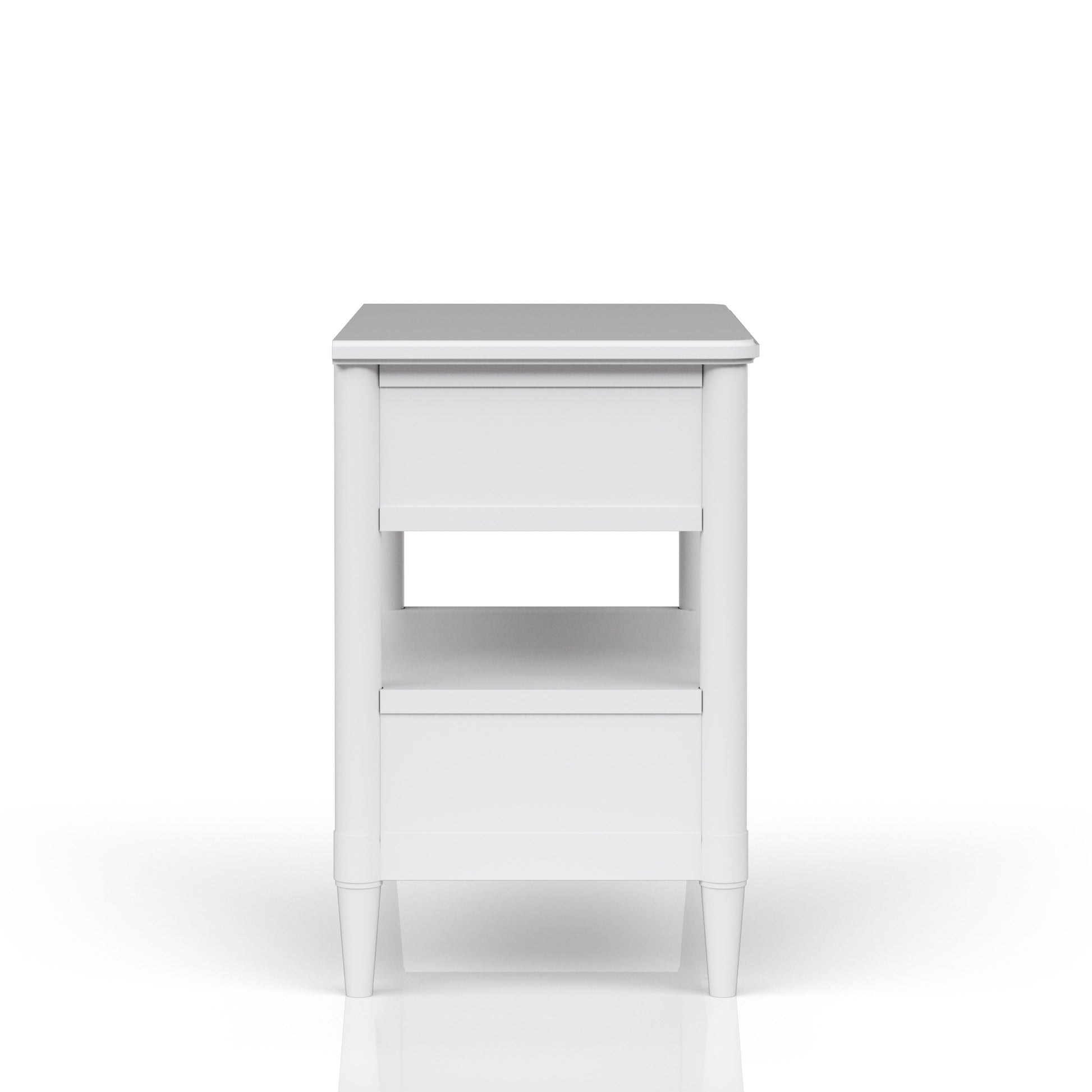 Open Nightstand White Finish With 2 Drawers White Solid Wood Mdf