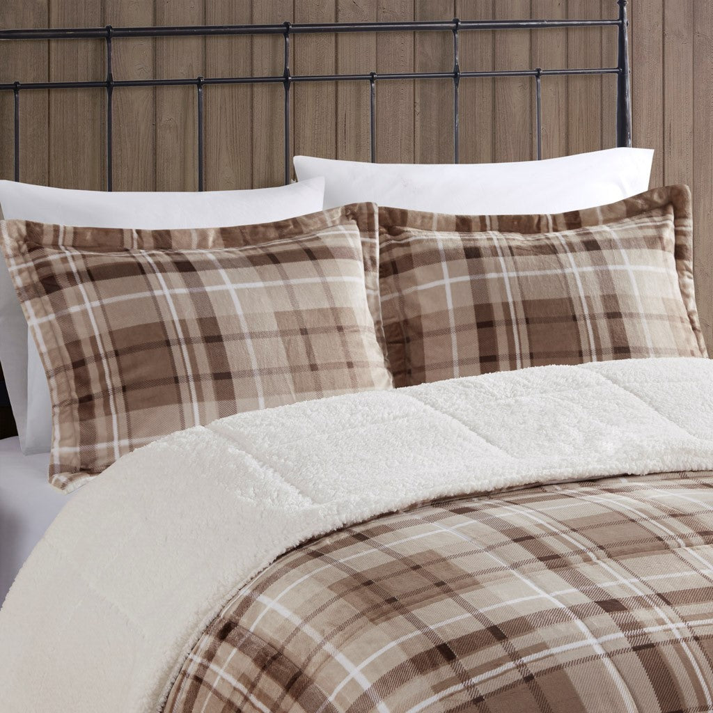 Plush To Sherpa Down Alternative Comforter Set King Multicolor Polyester
