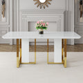 Modern Minimalism And Luxurious White Rectangular Patterned Dining Table. The Computer Desk. The Game Table. Dining Tables Are Used In The Dining Room, Living Room, Terrace And Kitchen 67 *36 *30