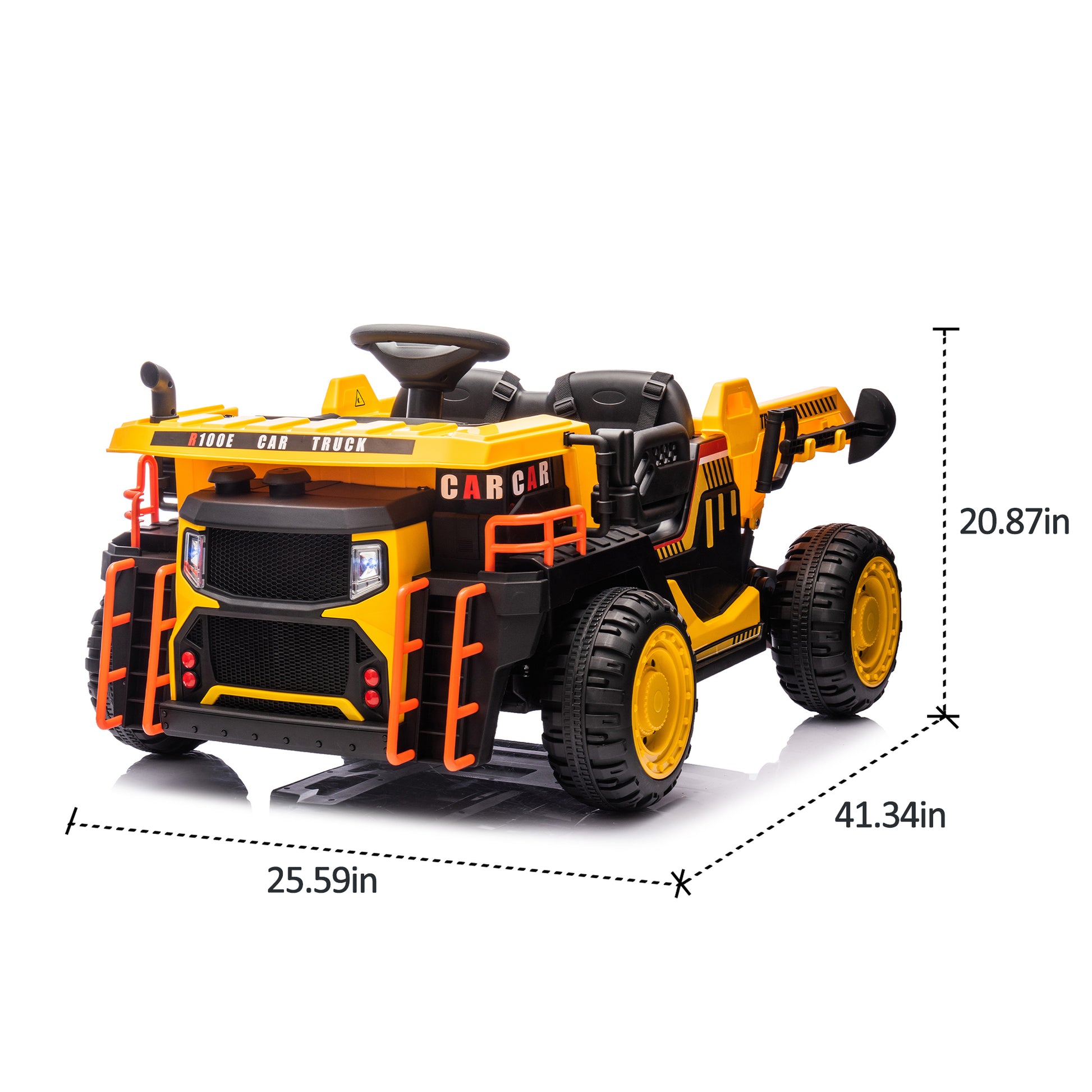 24V Two Seater Kids Ride On Electric Car W Parents Control,Seat Width 19.69In,400W Motor,E Rear Dump,Light&Rear Searchlight,Usb,Mp3,Bluetooth,Music,Provide A Speed Of 3.11 4.97Mph For Kids Aged 3 .